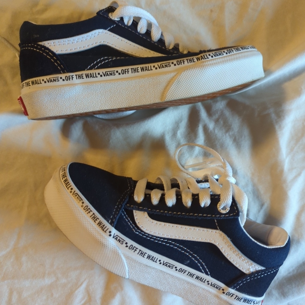 Vans Kids Navy Blue and White Sneakers